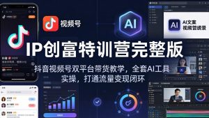 IP创富特训营完整版：抖音视频号双平台带货教学，全套AI工具实操，打通流量变现闭环-大象聊项目