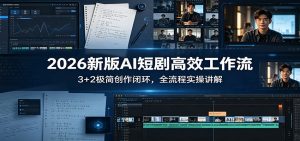 2026新版AI短剧高效工作流：3+2极简创作闭环，全流程实操讲解-大象聊项目