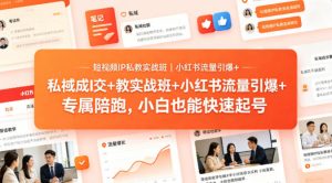 短视频IP私教实战班｜小红书流量引爆+私域成交+带徒盈利，专属陪跑，小白也能快速起号-大象聊项目