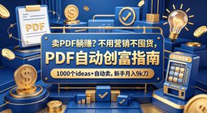 卖PDF躺賺？不用营销不囤货，PDF自动创富指南，1000个ideas+自动卖，新手月入9k刀【原创双语字幕】-大象聊项目