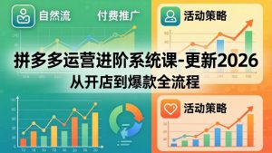 拼多多运营进阶系统课-更新2026：从开店到爆款全流程，自然流+付费推广+活动策略-大象聊项目