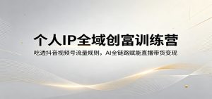 个人IP全域创富训练营：吃透抖音视频号流量规则，AI全链路赋能直播带货变现-大象聊项目