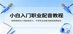 小白入门职业配音教程，短视频旁白小说配音技巧，不用专业设备也能做高薪副业-大象聊项目