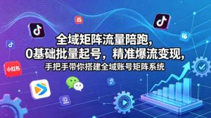 全域矩阵流量陪跑，0基础批量起号，精准爆流变现，手把手带你搭建全域账号矩阵系统-大象聊项目