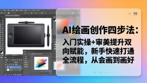 AI绘画创作四步法：入门实操+审美提升双向赋能，新手快速打通全流程，从会画到画好-大象聊项目