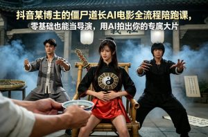 抖音某博主的僵尸道长AI电影全流程陪跑课，零基础也能当导演，用AI拍出你的专属大片-大象聊项目