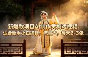 新爆款项目AI制作黄梅戏视频，适合新手小白操作，流量大，每天2-3张-大象聊项目