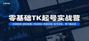 零基础TK起号实战营：环境搭建+ 刷机配置+对标筛选+剪辑实操+账号变现，零门槛玩转-大象聊项目