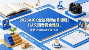 2026AIGC全能视频创作课程｜从文图音视全链路，零基础进阶AI变现接单-大象聊项目