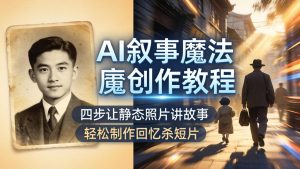 AI叙事魔法创作教程，四步让静态照片讲故事，老照片修复加动态特效，轻松制作回忆杀短片-大象聊项目