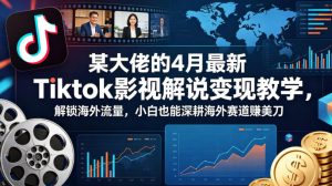某大佬的4月最新Tiktok影视解说变现教学，解锁海外流量，小白也能深耕海外赛道賺美刀-大象聊项目