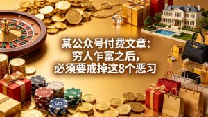 某公众号付费文章：穷人乍富之后，必须要戒掉这8个恶习-大象聊项目