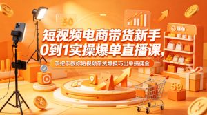 短视频电商带货新手0到1实操爆单直播课，手把手教你短视频带货爆技巧出单搞佣金-大象聊项目