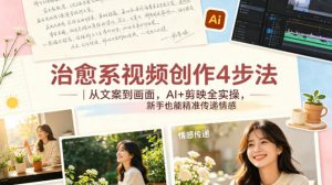治愈系视频创作4步法｜从文案到画面，AI+剪映全实操，新手也能精准传递情感-大象聊项目