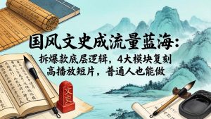国风文史成流量蓝海：拆爆款底层逻辑，4大模块复刻高播放短片，普通人也能做-大象聊项目