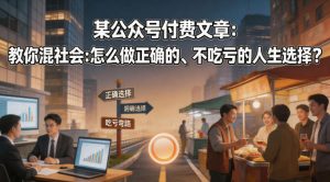 某公众号付费文章：教你混社会：怎么做正确的、不吃亏的人生选择？-大象聊项目