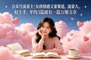 公众号流量主女孩情感文案赛道，流量大，好上手，平均3篇就有一篇万爆文章-大象聊项目