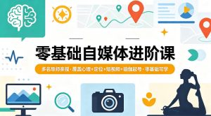 零基础自媒体进阶课，多名导师亲授，覆盖心理+定位+短视频+瑜伽起号，零基础可学-大象聊项目