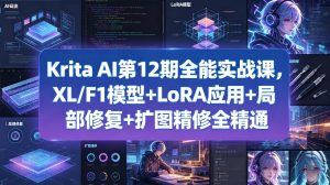 Krita AI第12期全能实战课，XL/F1模型+LoRA应用+局部修复+扩图精修全精通-大象聊项目
