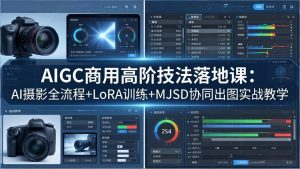 AIGC商用高阶技法落地课：AI摄影全流程+LoRA训练+MJSD协同出图实战教学-大象聊项目