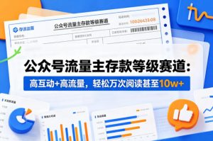 公众号流量主之存款等级赛道,高互动+高流量,轻松达到万次阅读,甚至10w+-大象聊项目