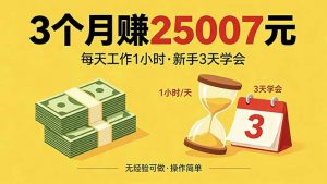 3个月赚钱25007元，每天工作1个小时，新手3天全部学会！-大象聊项目