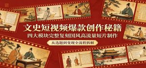 文史短视频爆款创作秘籍：四大模块完整复刻国风高流量短片制作-大象聊项目