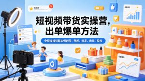 短视频带货实操营,出单爆单方法,全程实操讲解如何起号、涨粉、选品、出单、投放-大象聊项目