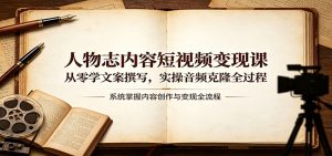 人物志内容短视频变现课:从零学文案撰写,实操音频克隆全过程-大象聊项目