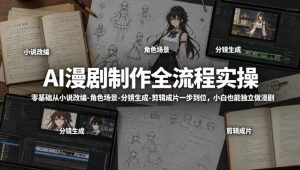 AI漫剧制作全流程实操,零基础从小说改编-角色场景-分镜生成-剪辑成片一步到位,小白也能独立做漫剧-大象聊项目