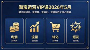 淘宝运营VIP课2026年5月:解决没利润、没流量、没转化、没爆发四大核心难题-大象聊项目