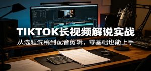 TIKTOK长视频解说实战:从选题洗稿到配音剪辑,零基础也能上手-大象聊项目