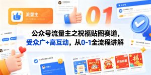 公众号流量主之祝福贴图赛道，受众广+高互动，从0-1全流程讲解-大象聊项目