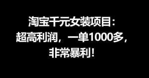 淘宝千元女装项目：超高利润，一单1000多，非常暴利-大象聊项目