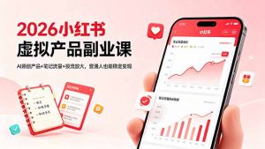 2026小红书虚拟产品副业课,AI原创产品+笔记流量+投流放大,普通人也能稳定变现-大象聊项目