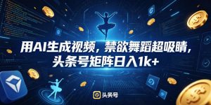 用AI生成视频,禁欲舞蹈超吸睛,头条号矩阵日入1k+-大象聊项目