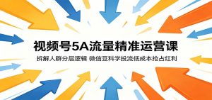 视频号5A流量精准运营课:拆解人群分层逻辑,微信豆科学投流低成本抢占红利-大象聊项目