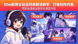30w粉博主动漫另类解说教学,打破创作内卷,同款动漫做出差异化爆款内容-大象聊项目