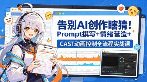 告别AI创作瞎猜!Prompt撰写+情绪营造+CAST动画控制全流程实战课-大象聊项目