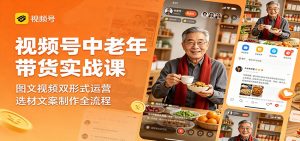 视频号中老年带货实战课:图文视频双形式运营,选材文案制作全流程-大象聊项目