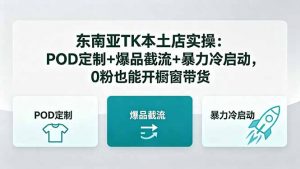 东南亚TK本土店实操-5月更新:POD定制+爆品截流+暴力冷启动,0粉也能开橱窗带货-大象聊项目