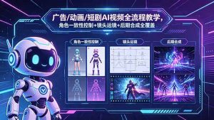 广告/动画/短剧AI视频全流程教学,角色一致性控制+镜头运镜+后期合成全覆盖-大象聊项目
