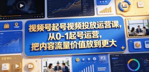 视频号起号视频投放运营课，从0-1起号运营，把内容流量价值放到更大-大象聊项目