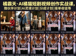 橘霸天·AI橘猫短剧视频创作实战课，撸伙伴计划|AI灵境计划|分成计划|接单收徒等-大象聊项目