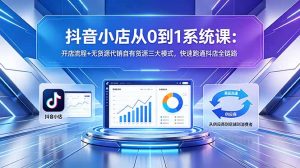 抖音小店从0到1系统课：开店流程+无货源代销自有货源三大模式，快速跑通抖店全链路-大象聊项目