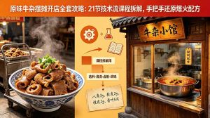 原味牛杂摆摊开店全套攻略:21节技术流课程拆解,手把手还原爆火配方-大象聊项目