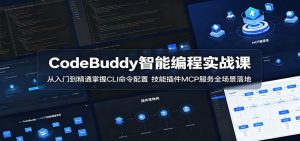 CodeBuddy智能编程实战课:从入门到精通掌握CLI命令配置,技能插件MCP服务全场景落地-大象聊项目