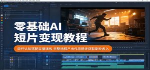 零基础AI短片变现教程:软件认知搭配实操演练,完整流程产出作品稳定获取副业收入-大象聊项目