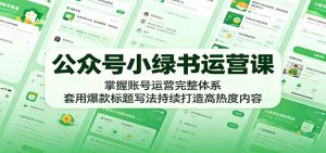 公众号小绿书运营课:掌握账号运营完整体系,套用爆款标题写法持续打造高热度内容-大象聊项目
