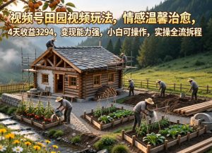 视频号田园视频玩法，情感温馨治愈，4天收益3294，变现能力强，小白可操作，实操全流程拆解-大象聊项目